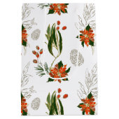 Moderne Poinsettia & Grünanlagen | Weihnachten Mittlere Geschenktüte (Rückseite)