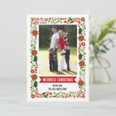 Moderne Poinsettien Rot und Grün Weihnachten Foto (Stehend Vorderseite)