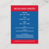 Moderne politische Kampagne USA Polititiker Visitenkarte (Rückseite)