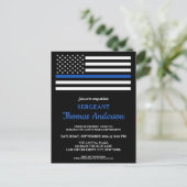 Moderne Polizeibeamte Vorruhestand Thin Blue Line Einladungspostkarte (Stehend Vorderseite)