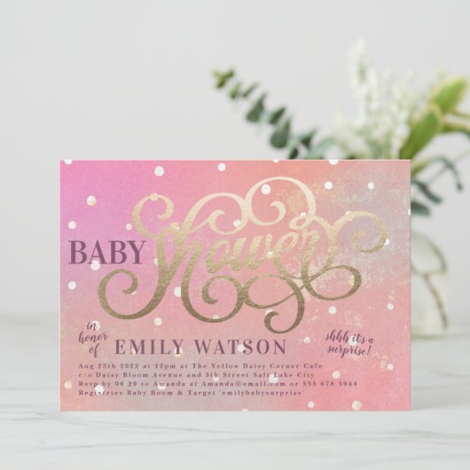 Moderne Polk Dot Überraschung Boy Gold Foil Kinder Einladung (Stehend Vorderseite)