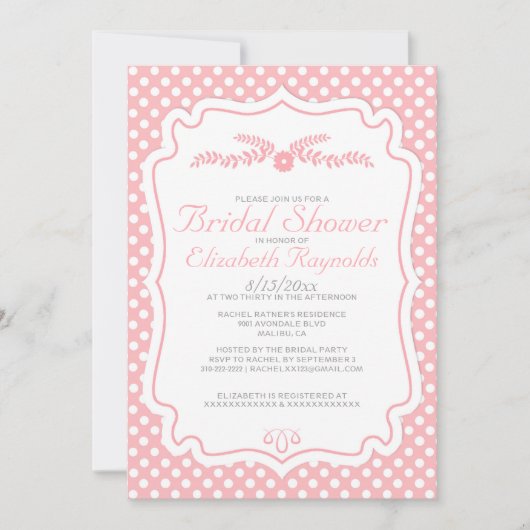 Moderne Polka Dot Bridal Dusche Einladungen (Vorderseite)