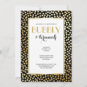 Moderne Polka Dot Pattern Schwarz und Gold Einladung (Vorderseite)