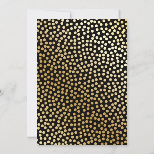 Moderne Polka Dot Pattern Schwarz und Gold Einladung (Rückseite)