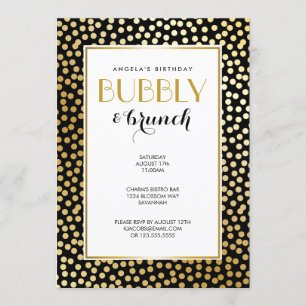 Moderne Polka Dot Pattern Schwarz und Gold Einladung