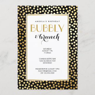 Moderne Polka Dot Pattern Schwarz und Gold Einladung