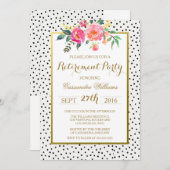 Moderne Polka Dot Retirement Party Einladung (Vorne/Hinten)