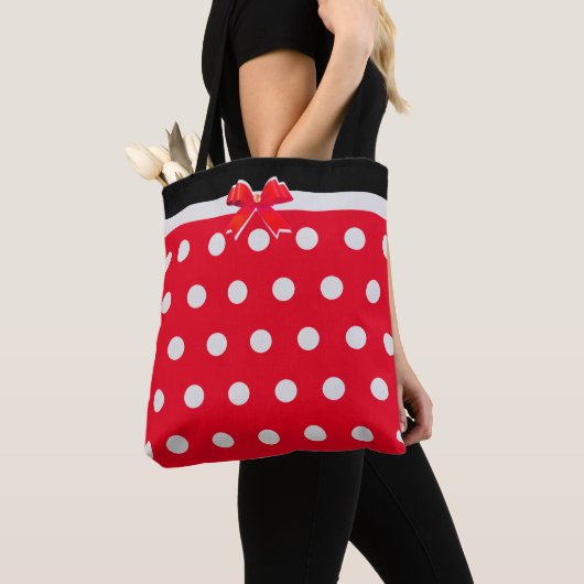 Moderne Polka Dots auf Schwarz & Rot Tasche (Von Nahem)