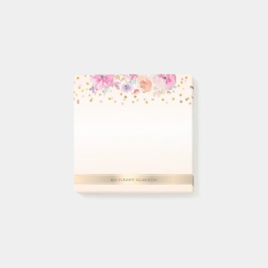 Moderne Polka Dots, Confetti, Blume - Personalisie Post-it Klebezettel (Vorderseite)