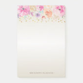 Moderne Polka Dots, Confetti, Blume - Personalisie Post-it Klebezettel (Vorderseite)