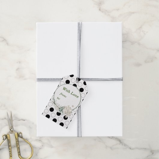 Moderne Polka Dots Geschenkanhänger (Mit Garn)