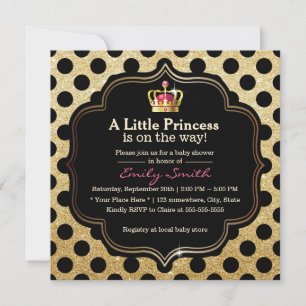Moderne Polka Dots Little Princess Girl Babydusche Einladung