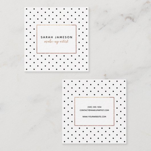 Moderne Polka Dots Make-up Mode Schönheit Quadratische Visitenkarte (Vorne/Hinten)