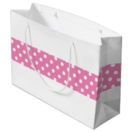 Moderne Polka Dots rosa Mitte Streifen auf Weiß Große Geschenktüte