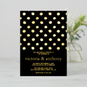 Moderne Polka Dots Wedding Real Folieneinladung (Stehend vorne)