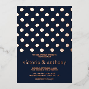 Moderne Polka Dots Wedding Real Folieneinladung