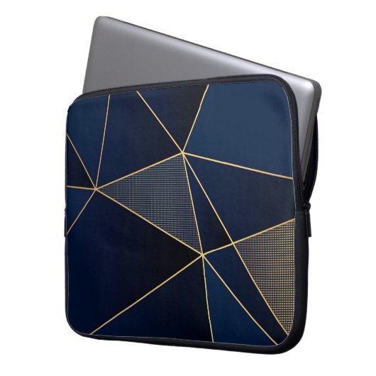 Moderne polygonale Formen der Marine Laptopschutzhülle (Vorderseite Links)