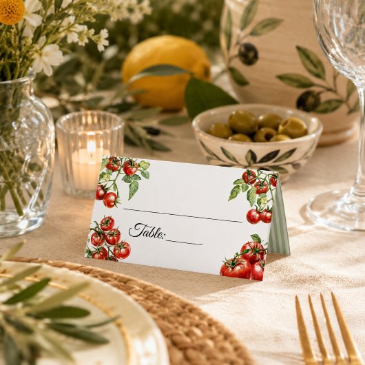 Moderne Pomodoro-Hochzeit Platzkarte