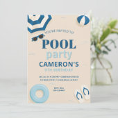 Moderne Pool-Geburtstagsfeier-Einladung Einladung (Stehend Vorderseite)