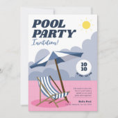 Moderne Pool-Party Einladung (Vorderseite)