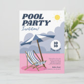 Moderne Pool-Party Einladung (Stehend Vorderseite)