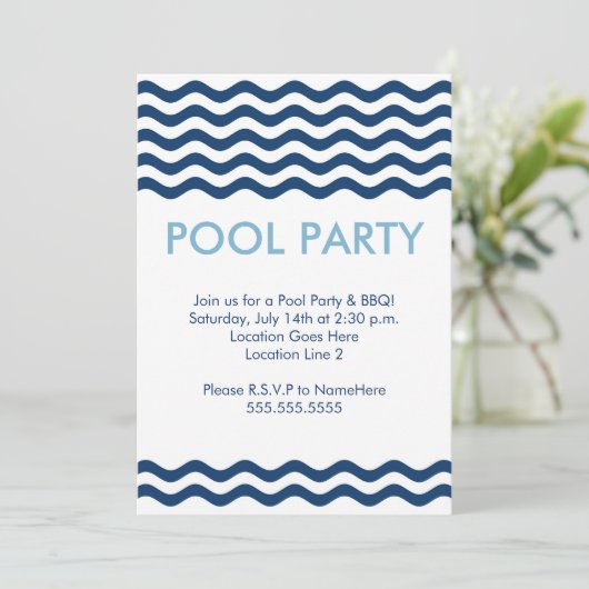 Moderne Pool-Party Einladungen (Stehend Vorderseite)