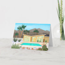 Moderne Poolhaus Blank Card Mitte des Jahrhunderts