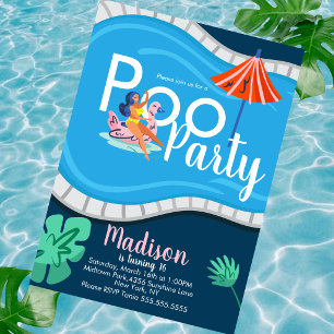 Moderne Poolparty-Geburtstags-Einladung für Teenag Einladung