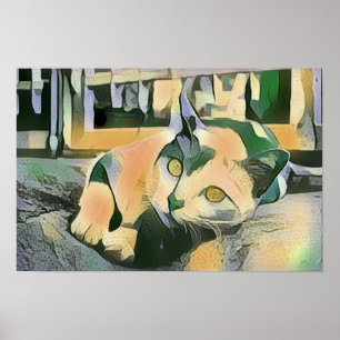 Moderne Pop-Art Calico-Katze für Katzenliebhaber Poster