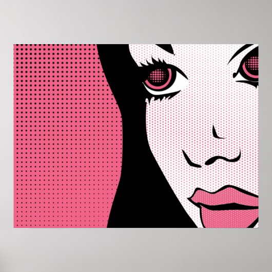 Moderne Pop-Art-Comicdarstellung des Gesichts eine Poster (Vorne)