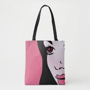 Moderne Pop-Art-Comicdarstellung des Gesichts eine Tasche