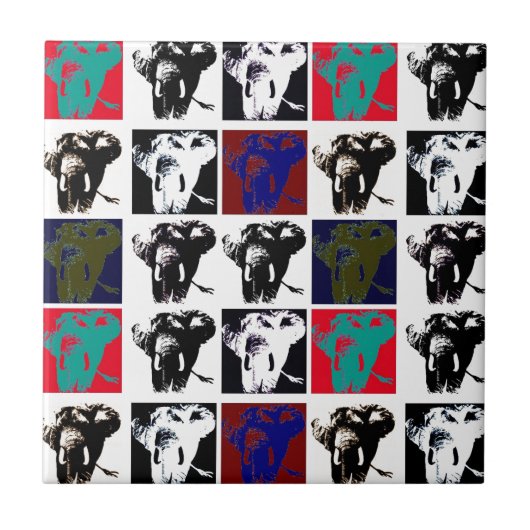 Moderne Pop Art Elephants Keramik Tile Fliese (Vorderseite)