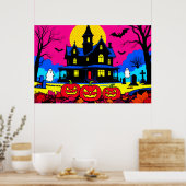 Moderne Pop-Art-Halloween-Friedhof Poster (Küche)