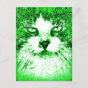 Moderne Pop-Art-Katze Grün Postkarte