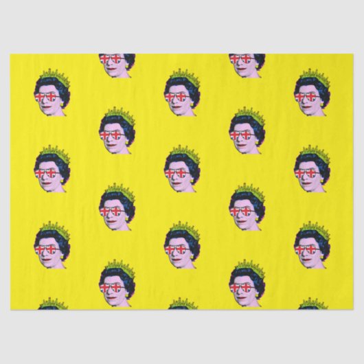 Moderne Pop Art Queen in Union Jack Brillen Seidenpapier (Vorderseite)