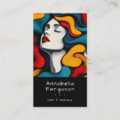Moderne Pop-Art Retro Farbige Haare Makeup QR-Code Visitenkarte (Vorderseite)