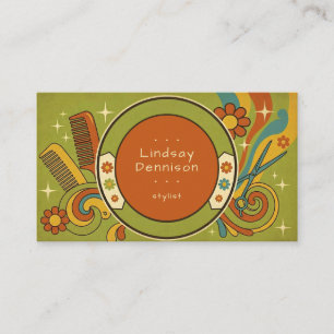 Moderne Pop-Art Retro-Siebzigerjahre-Frisur Visitenkarte
