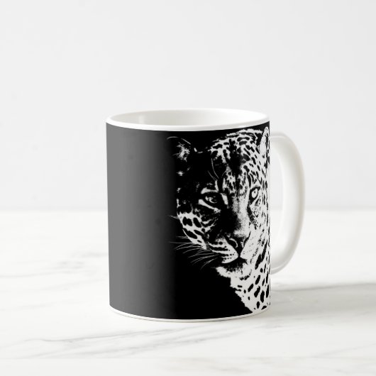Moderne Pop Art Template Tiere Leopardengesicht Kaffeetasse (VorderseiteRechts)