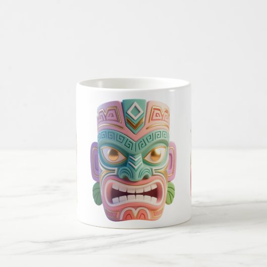 Moderne Pop-Art-Tiki-Kopfmaske Kaffeetasse (Mittel)