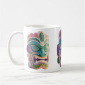 Moderne Pop-Art-Tiki-Kopfmaske Kaffeetasse (Links)