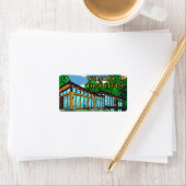 Moderne Pop-Art-Waldhütte Mid-Century Comic Adressaufkleber (Insitu)