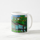 Moderne Pop-Art-Waldhütte Mid-Century Comic Kaffeetasse (VorderseiteRechts)