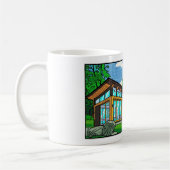 Moderne Pop-Art-Waldhütte Mid-Century Comic Kaffeetasse (Links)