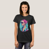 Moderne Pop Art Woman Portrait türkis pink T-Shirt (Vorne ganz)