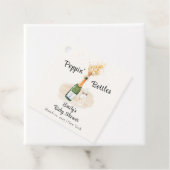 Moderne Poppin Flaschen Champagne Baby Dusche Geschenkanhänger (Beispiel)