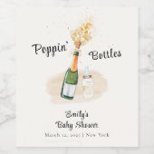 Moderne Poppin Flaschen Champagne Baby Dusche Weinetikett (Einzelnes Label)
