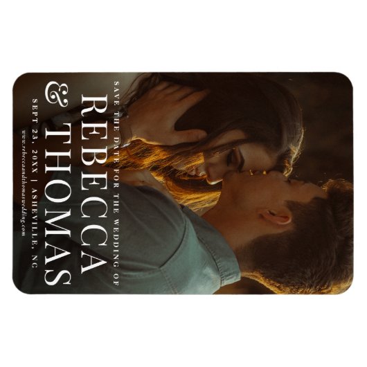 Moderne Portrait Foto Hochzeit speichern das Datum Magnet (Horizontal)