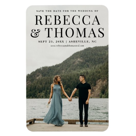 Moderne Portrait Foto Hochzeit speichern das Datum Magnet (Vertikal)