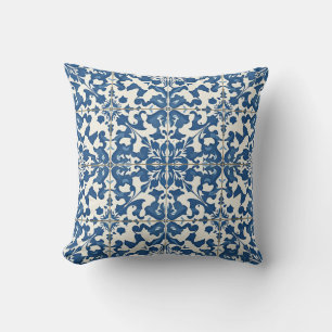 Moderne portugiesische Fliesen Vintage Blau und We Kissen