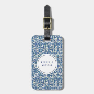 Moderne portugiesische Tiles Azulejos Navy und Whi Gepäckanhänger